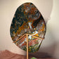 Jasper Slab with Blue Chalcedony Inclusions on Custom Gold Stand
