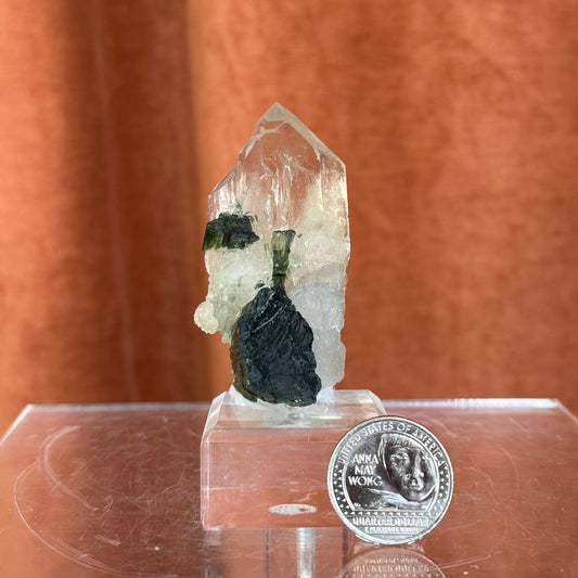 Cathedral Quartz with Green Tourmaline